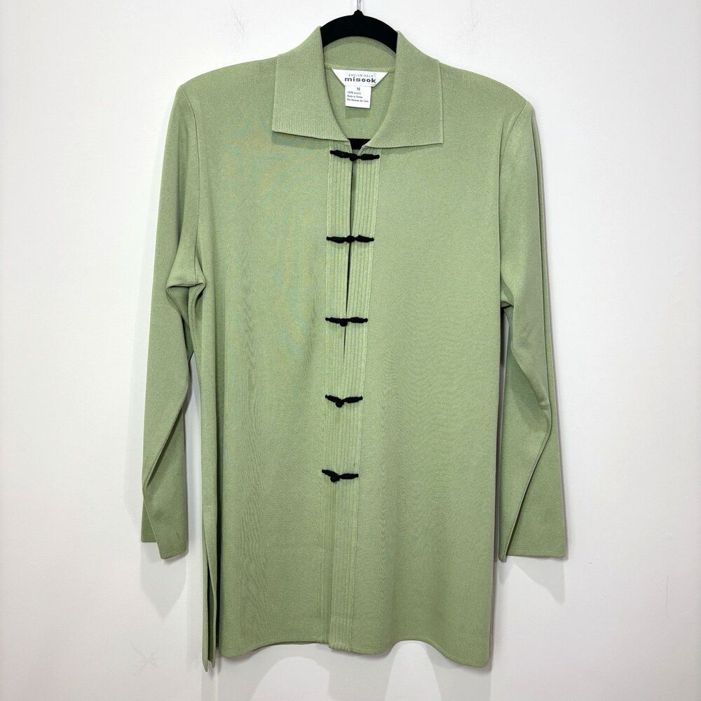 Exclusively Misook Jacket Cardigan M Sage Green Asian Eastern Shanghai Elegant